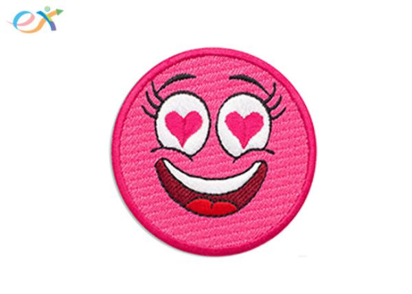 Cute Emoji Twill Iron On Embroidered Patches Rayon Thread For Kids Jeans Jacket