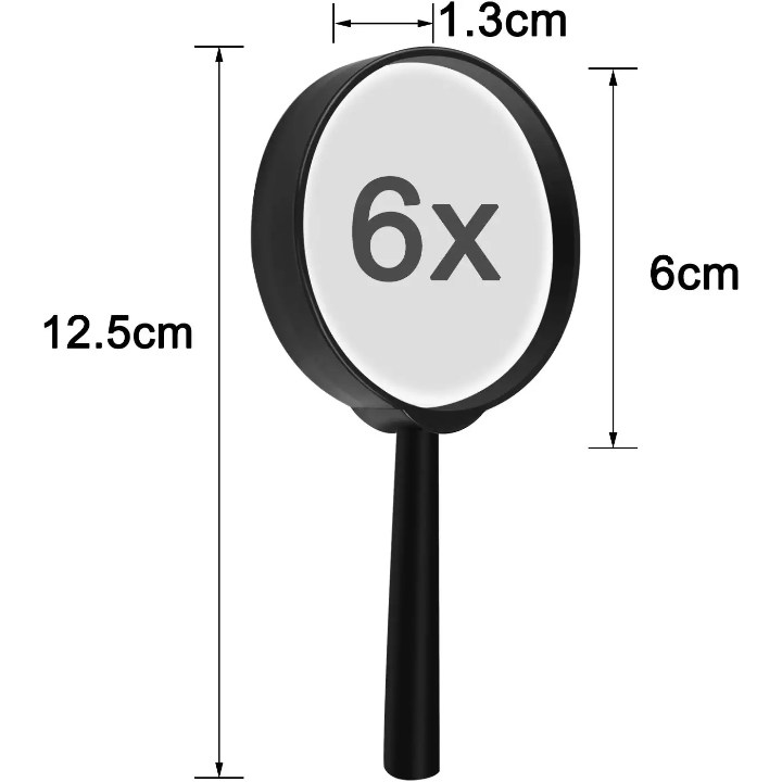 Custom Printed Wholesale Cheap 5x 60/70/80/90/100 mm Handheld Glass Lens Black Magnifying Glass for Reading
