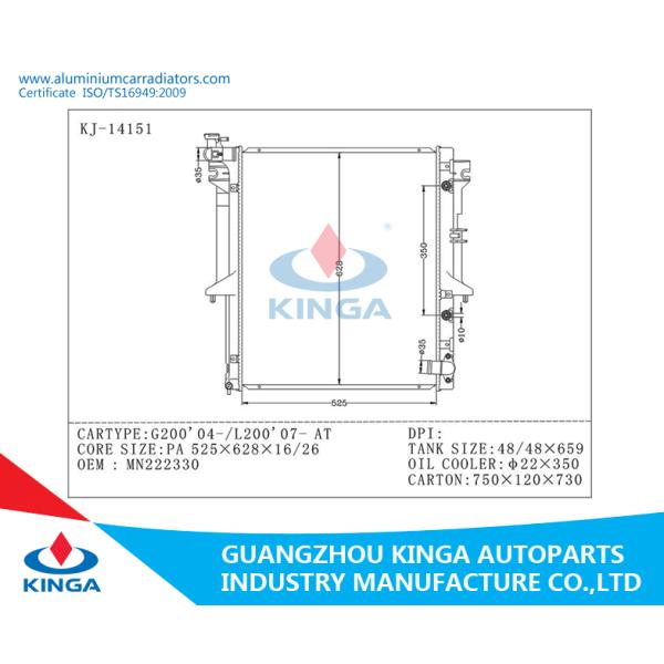 Custom Aluminum Car Parts G200'04-/L200'07 AT PA16/26mm Aluminum Plastic Radiator