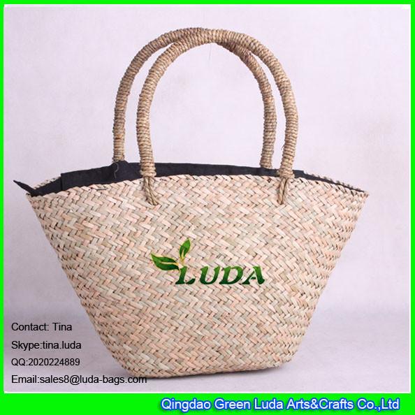LUDA zipper beach bag natural seagrass straw basket handbags