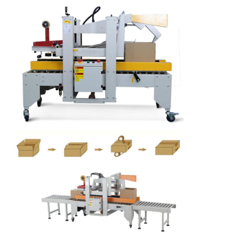 QS-50 Automatic Flap Folding Carton Sealer Machine with Adjustable Height and Auto Tape Application