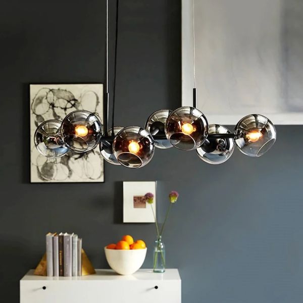 Nordic Glass Chandelier for Dining Room Kitchen Living Room Bedroom Glass Ball Black Ceiling Pendant Lamp (WH-AP-671)