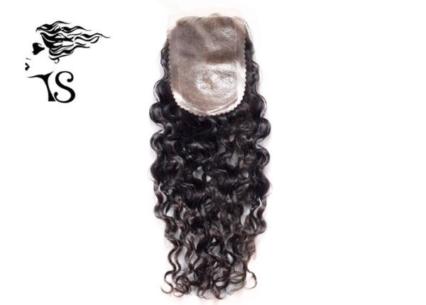 Virgin Remy Hair Lace Frontal Closure / Female Hair Toppers Skin Base Kinky Curly