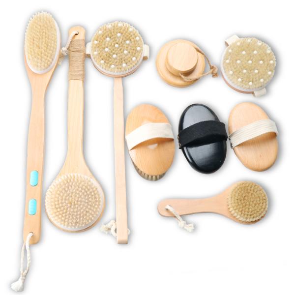 Eco Friendly Spa Wooden Long Handled Bath Brush Body Smoother For Dry Skin
