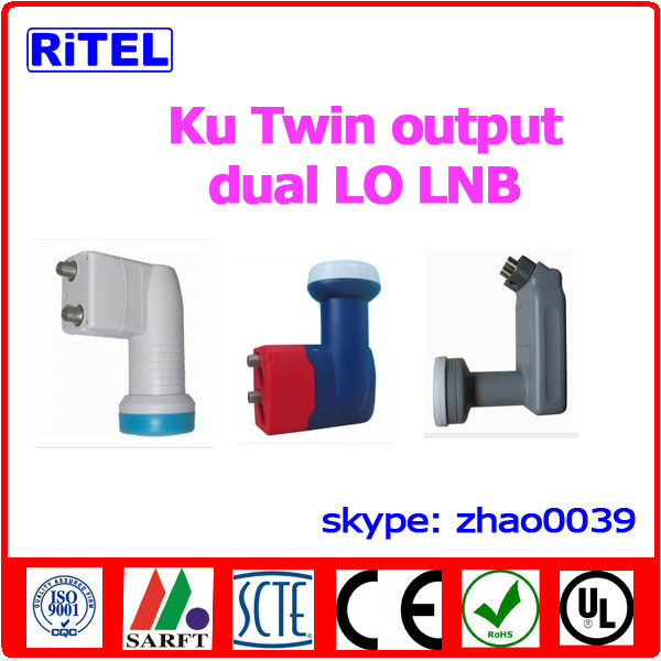 Ku-band 2-port output TWIN LNBF, single LO and dual LO available