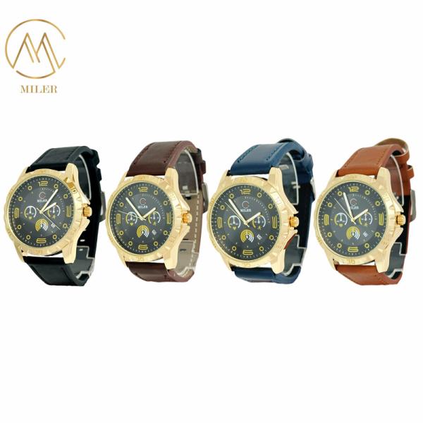Une montre de 30m pour femme, un cadran doré étanche.