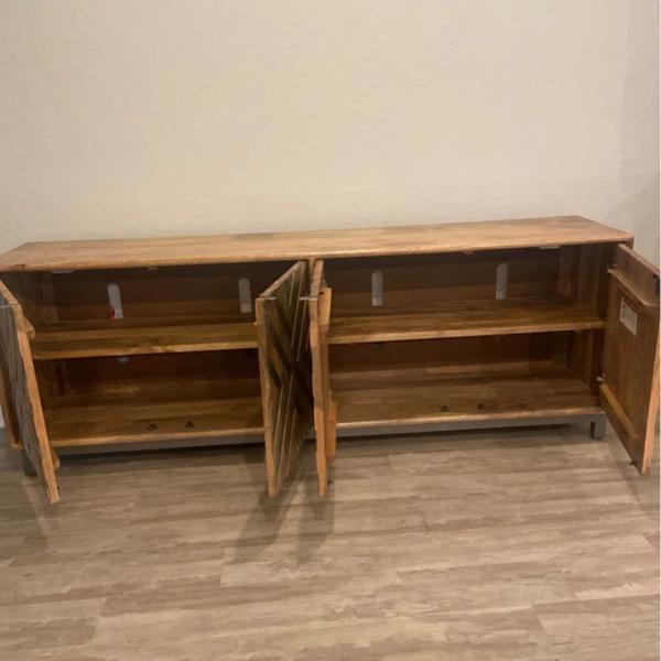 Custom Wooden Kitchen Sideboard Media Console With Glass Doors