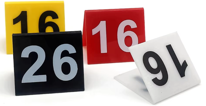 Custom V-Shape Clear Wedding Party Table Number Stands Restaurant Acrylic Pizza Table Stand Display Holder