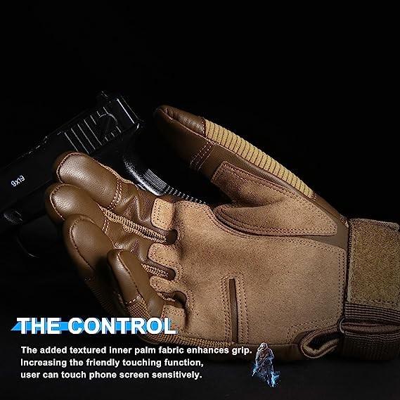 Protective Gear Full Finger Gloves, Motorcycle Tactical Gloves Upgraded Touch Screen Damping Palm Pads Rubber Guard