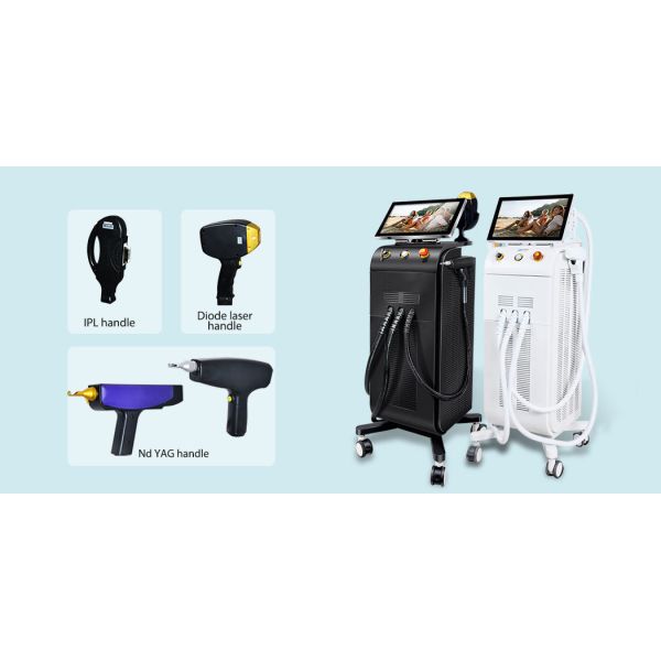 3 In 1 Diode Yag Laser IPL System For Hair Removal Skin Rejuvenation Wand Tattoo Removal