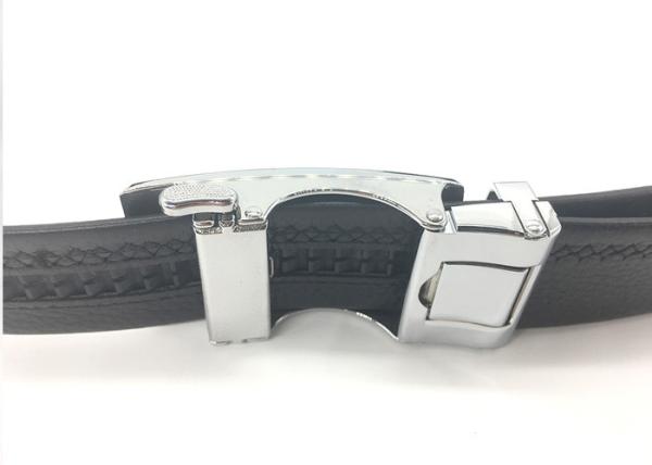 Black 140cm Mens Genuine Leather Belt With Alloy Buckle