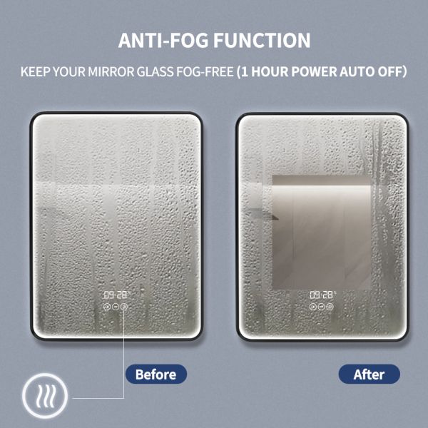 Antifog Rectangle Bathroom Mirror Waterproof With Front Led Light