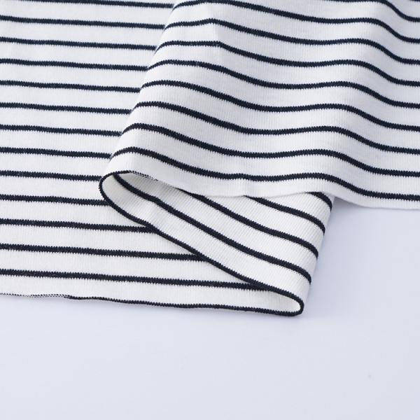 Organic Cotton Interlock Fabric Custom Yarn Dyed Rib Knit Material 32S 175cm