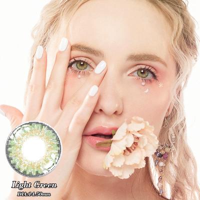 14.5mm Colored Light Green Contact Lenses Non Prescription For Dark Eyes