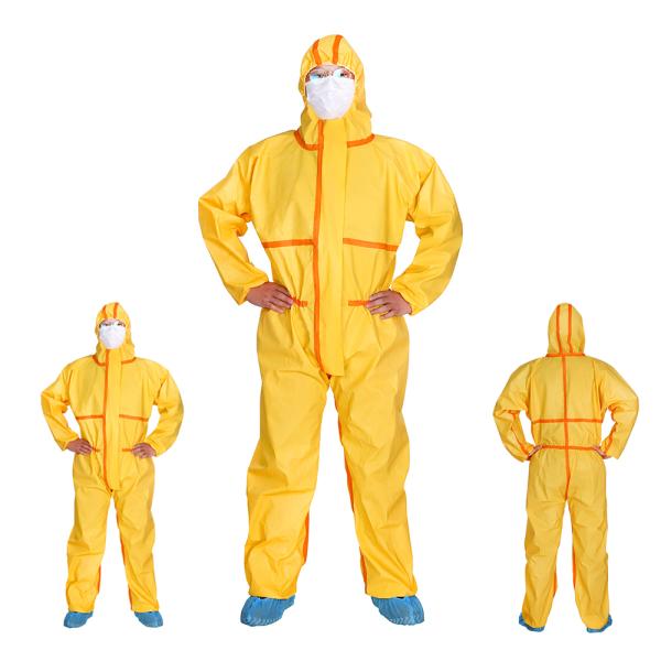 Yellow Type 3 Disposable Coverall Pp Pe Coated Heavy Industry For Oil