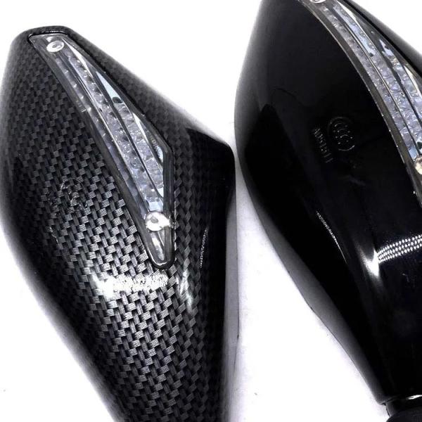Black Motorcycle Integrated Turn Signals LED Side Mirrors for Replace/Repair Purpose
