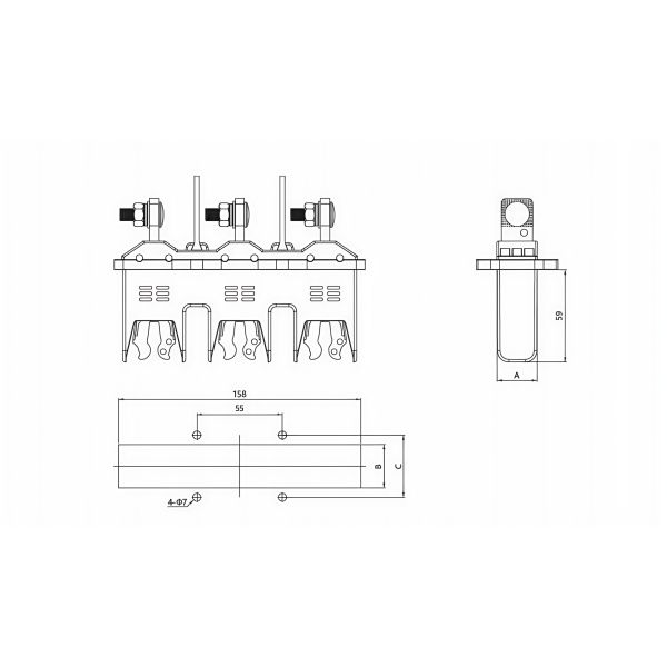 MOLDVOLT 690V 125A-630A Three-pole Primary Moving Plug-in Copper Black Main Circuit ABS Plastic Connectors Accessories for Low Voltage Switchgear Cabinet