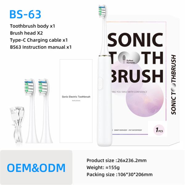 5 modes Dupont Bristle adult Sonic brosse à dents électrique sans fil Brosse à dents BS63
