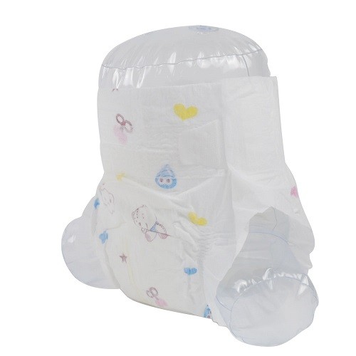 White Breathable Backsheet Soft Baby Diaper 390*320mm Cartoon Printed
