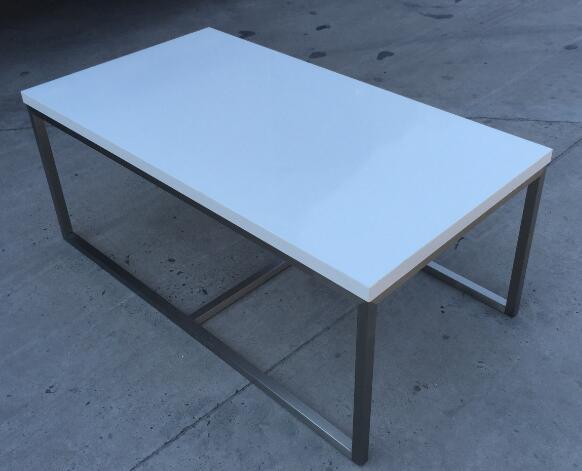 Elegant Brushed Modern Furniture Coffee Table Durable Square Glass Top Table