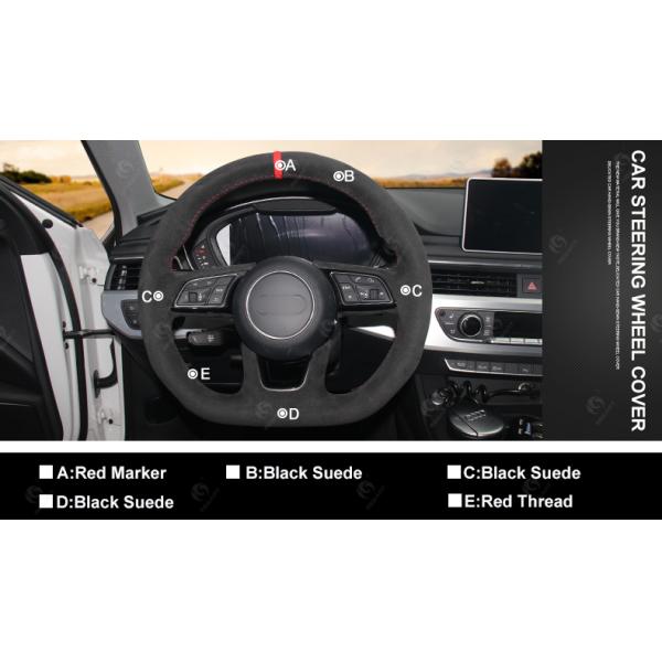 DIY Wrapped Black Suede Steering Wheel Cover for Audi A3 S3 A5 S4 S5 RS3 RS5 2016-2019 20*15*7cm