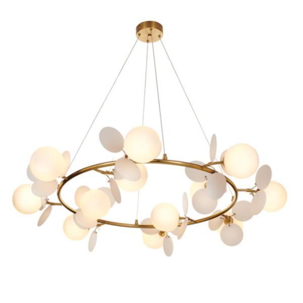 White Luxury Interior Round Ring And Big Villa Ceramic Pendant Lamp For Home