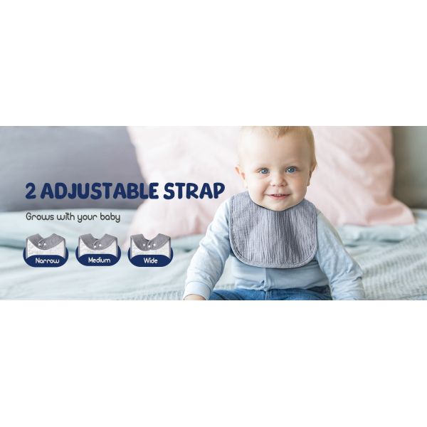 6-Pack Muslin Baby Bibs for Unisex Boys Girls, Cotton Baby Drool Bibs for Drooling and Teething