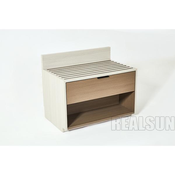 Hampton Inn Hotel HPL Solid Wood Bedside Table With Drawer And Soft Close Drawer Slides