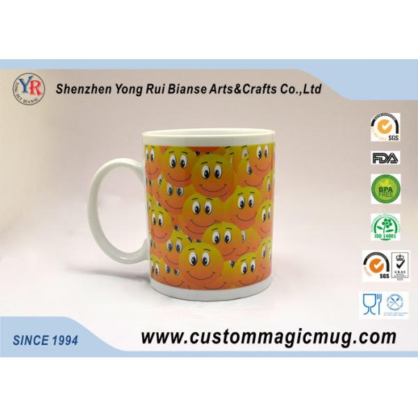 Heat Changing Personalized Kids Mugs White Ceramic Happy Face
