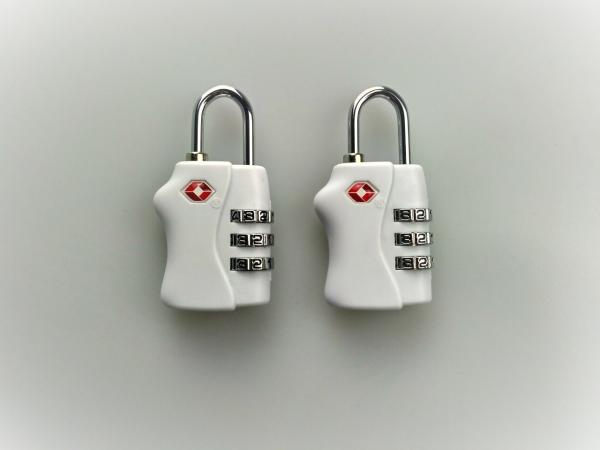 ABS Material TSA Combination Padlock 32.5g White Color With 3 Dials TSA 338