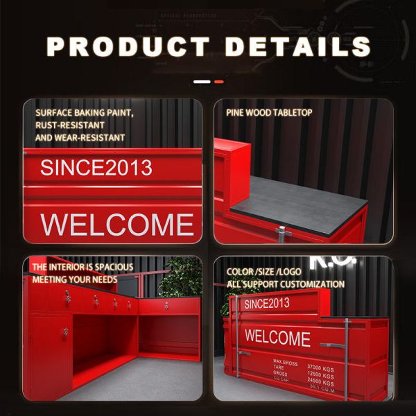 Customized Industrial Style Reception Desk Outdoor Bar Reception Desk Functional