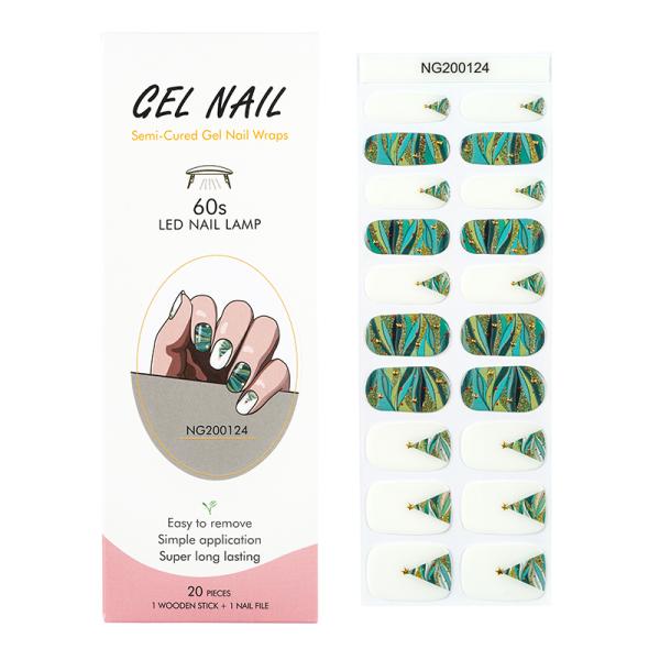 Uv gel Hot Sell Semi Cured Wraps Long Lasting Gel Nail Stickers New Arrival Styles Nail Gel Wraps With Uv Lamp