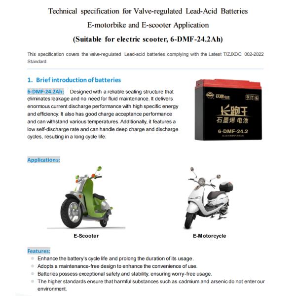 12v 24ah Best Lead Acid Battery For Ebike 6-DMF-24 ISO9001 ISO14001