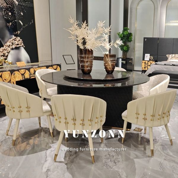 High End Italian Furniture Famous Designer Dining Room Chairs with Arm Beige Curved Back Dining Chair