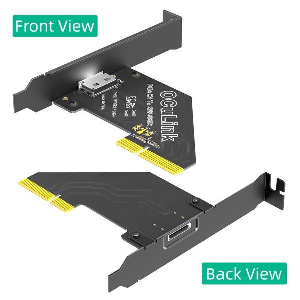 PCI-E 4.0 4X to Oculink SFF-8611/8612 Adapter with Long Profile Bracket for High Speed Data Transmission