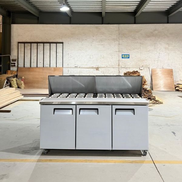 Commercial Salad Sandwich Prep Station Stainless Steel Refrigerated Pizza Prep Table