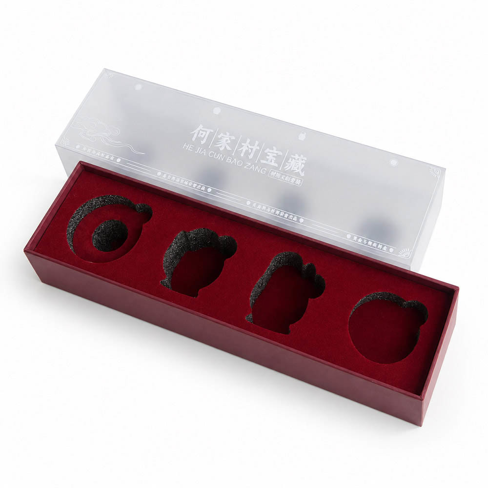 Jewelry Frosted PET Sleeve Custom Window Boxes with Flocking Pearl Cotton Insert