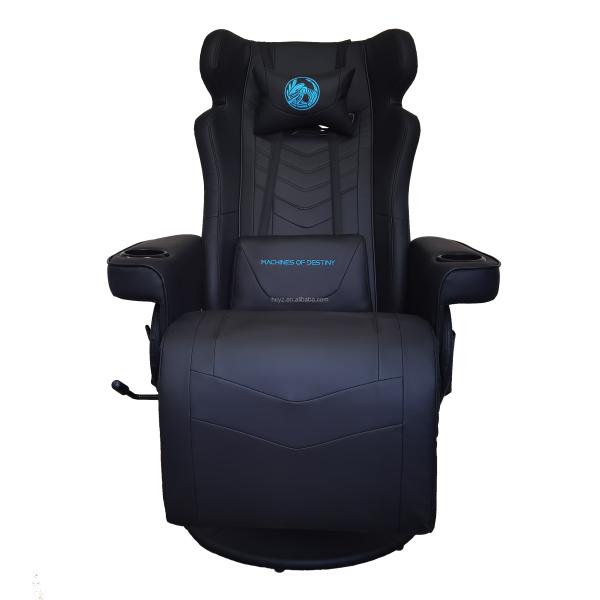 Black Racing Style PU Leather Office Gaming Sofa With Footrest 50*80*110cm for Gaming Room