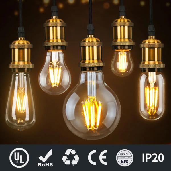 B22 E27 E26 6000K Retro LED Filament Bulb Energy Saving A60 C37 G-Shape 100lm/W For Lighting