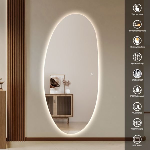 Minimalist Frameless Commercial Mirrors Irregular LED Mirror For Hotel Bathroom Bedroom Dressing Room