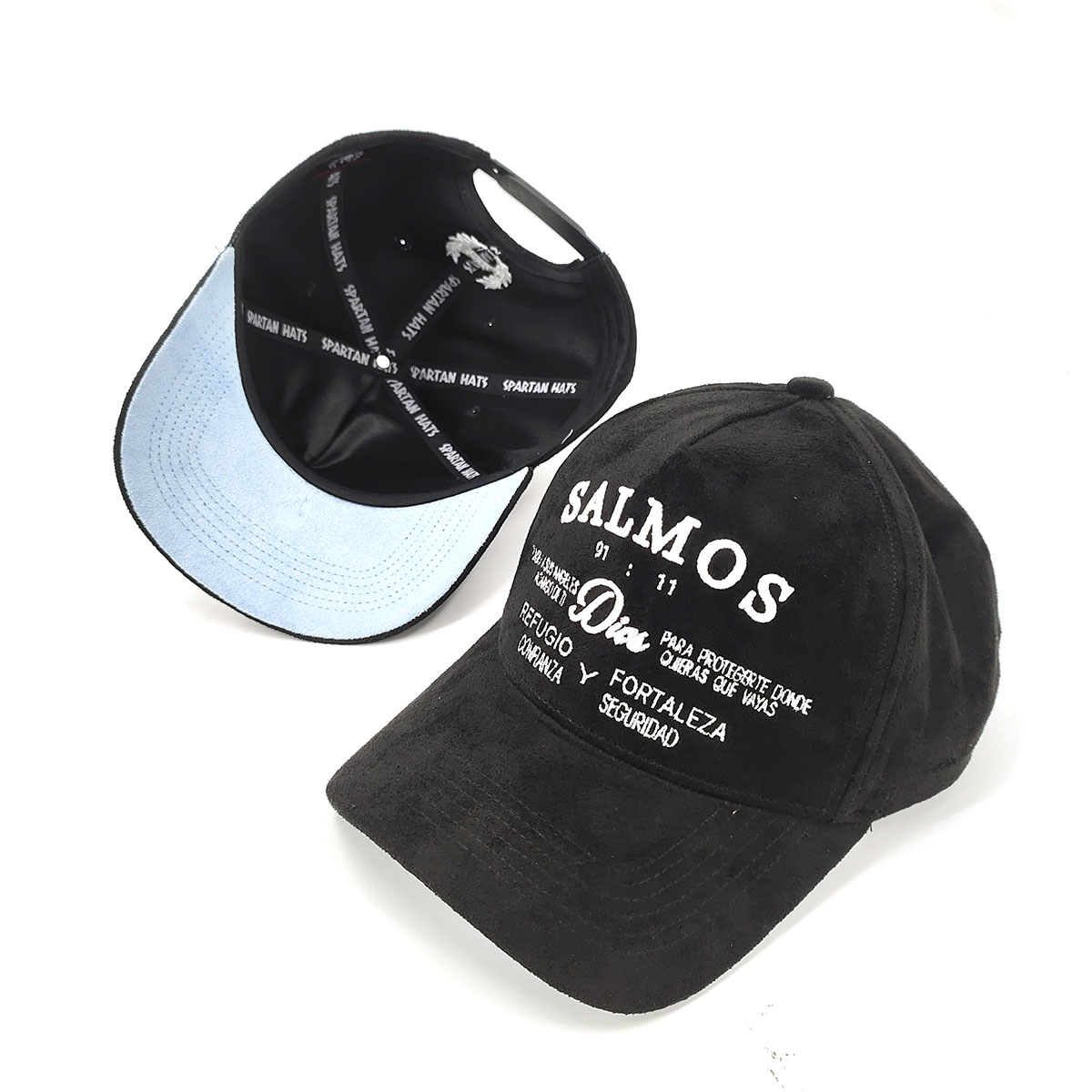 Embroidered Baseball Caps Black Suede Silk Lined Customize Front And Back 3D Embroidery Short Suede Brim