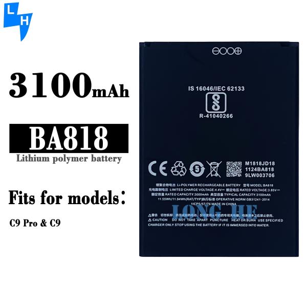 100% Capacidade compatível Bateria BA818 de 3100mAh para Meizu C9 Pro M819H C9 M818H Baterias de telemóvel