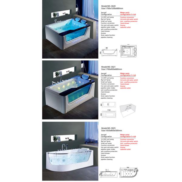 Acrylic Bathroom Sanitary Ware Fibreglass Double Whirlpool Spa Bathtub