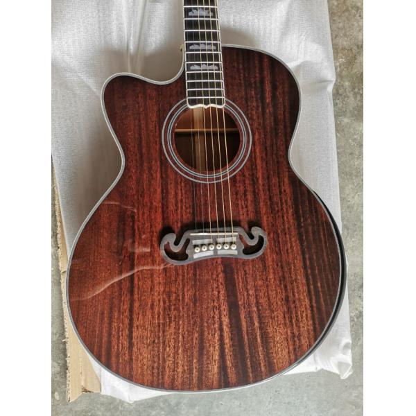 Solid mahogany wood left handed grand cutaway acoustic guitar jumbo size mahogany wood acoustic electric guitar