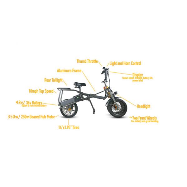 3 Wheel Foldable Electric Tricycle Bike High Speed Powerful 2 Pcs Battery 350W