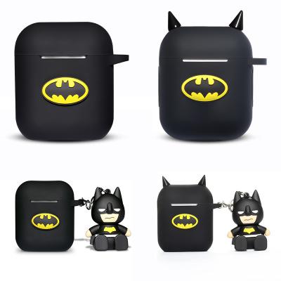 Black Silicone Airpods Case Anti Lost Cute Batman Shock Absorption