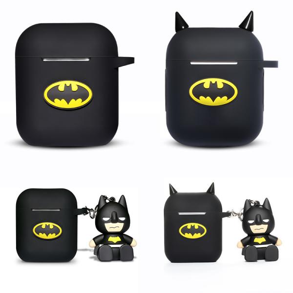 Black Silicone Airpods Case Anti Lost Cute Batman Shock Absorption