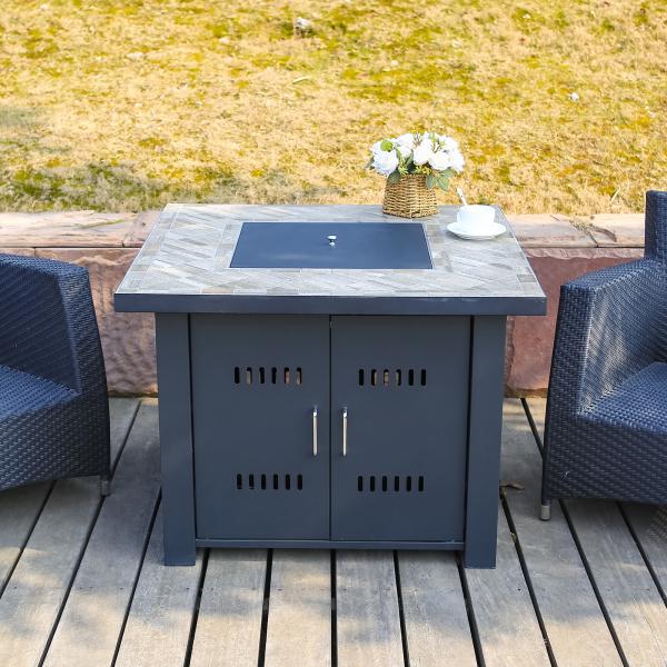 Propane Butane Gas Square Fire Pit 40000BTU Stainless Steel