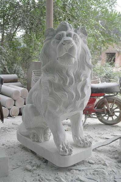 Odm Marble 120cm Stone Lions For Garden Door Decoration