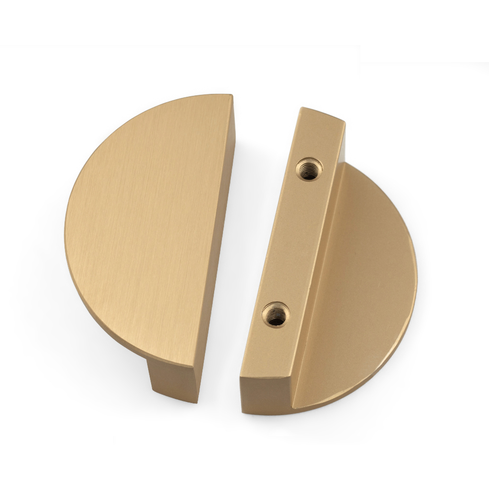 Gold Brass Half Moon Round Furniture Handles Kitchen Cupboard Cabinet Door Knobs Dresser Pulls Knobs for Wardrobe Door Hardware